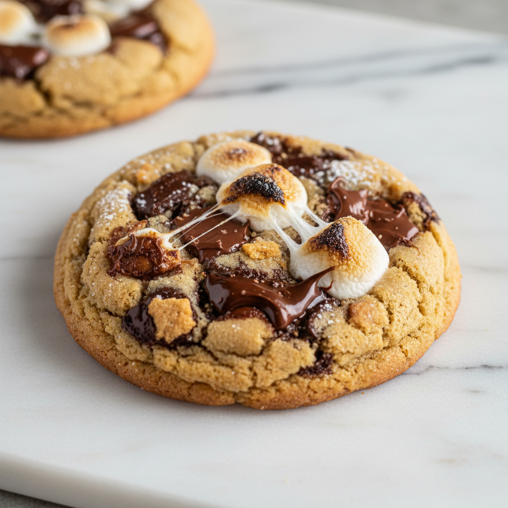 S'mores cookie with graham cracker, chocolate and toasted marshmallow pieces